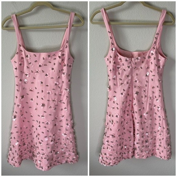 NWT SIMKHAI Ziva Embellished Crepe Mini Dress SZ US 6 - Picture 3 of 9